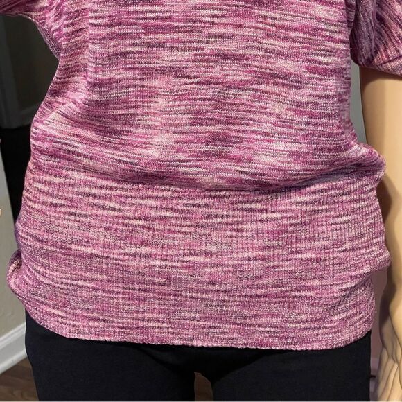 Dressbarn 1/2 Sleeve Heathered Sweater Pink White Purple Metallic Threading L - Picture 5 of 10